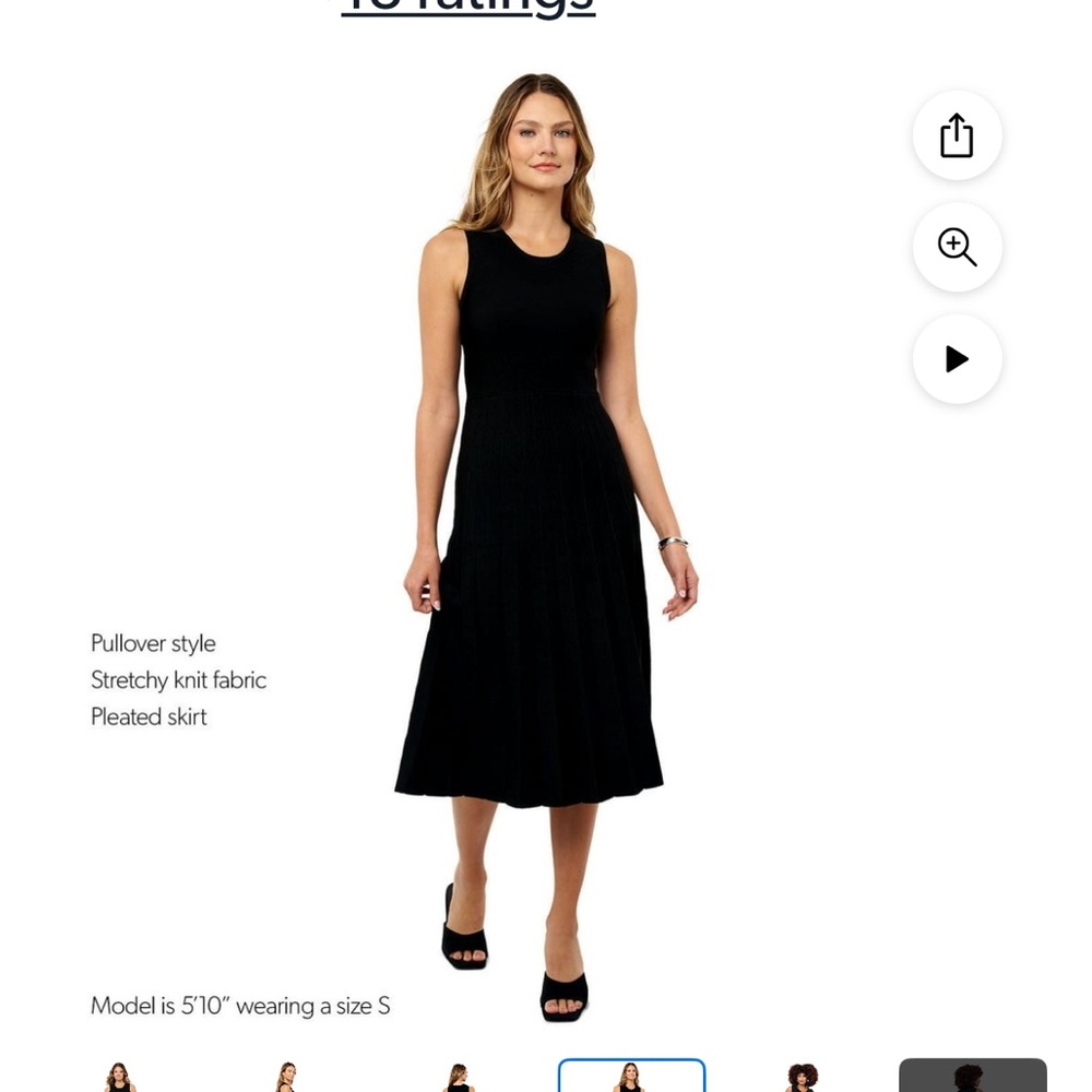 Elegant Black Sleeveless Dress NWT Edited By Remi Bader Pleated - Picture 1 of 8